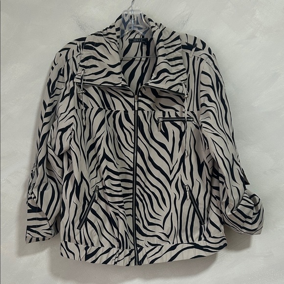 Vintage Zebra windbreaker bomber jacket size medium 80s 90s Y2K - Picture 1 of 6